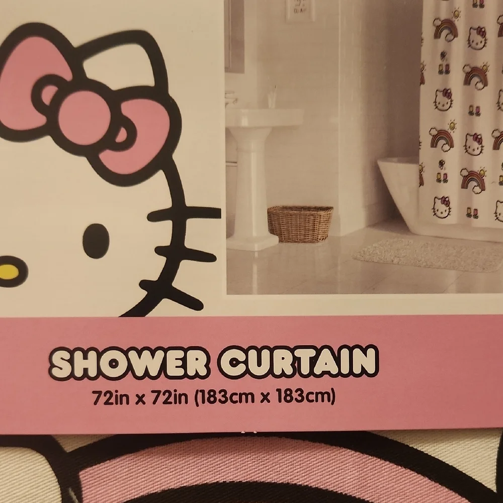 Hello Kitty Pink and Rainbow Shower Curtain